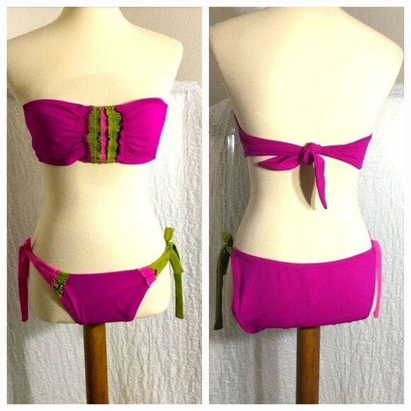Becca Dark Pink Two Piece Bikini Size Medium - Picture 1 of 8